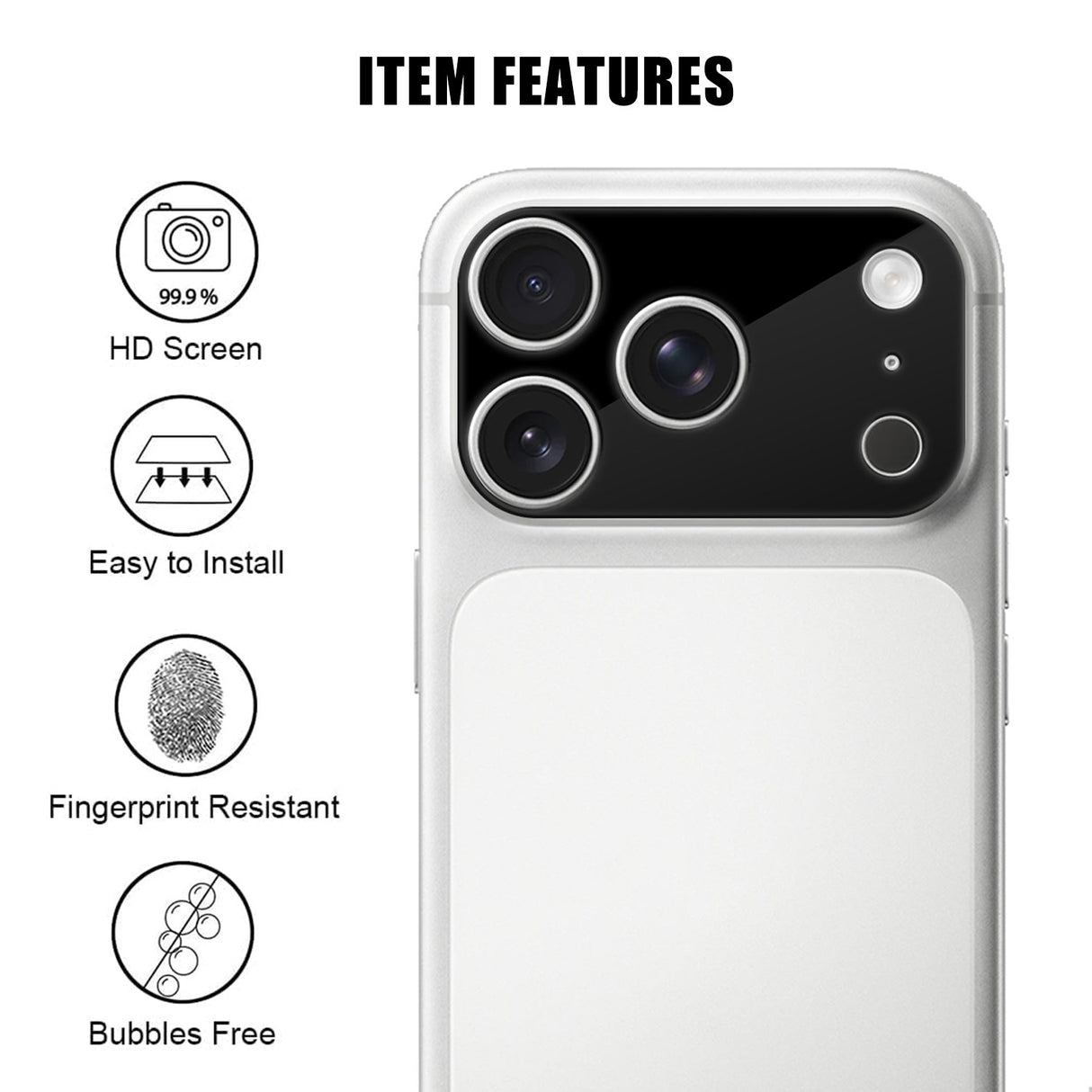 iPhone 18 Pro Hærdet Kameralinsebeskyttelse - Sort