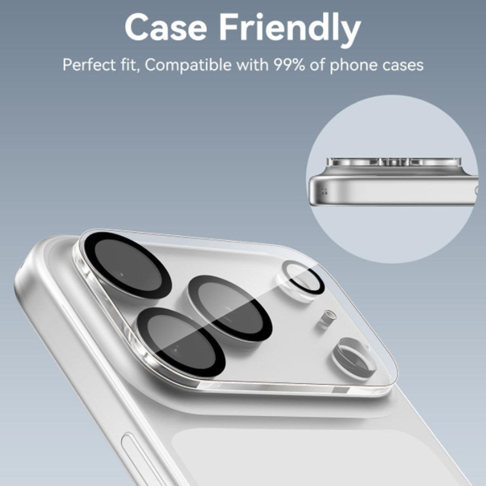 Hærdet Kameralinsebeskyttelsesglas til iPhone 18 Pro - Gennemsigtig / Sort