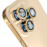 iPhone 13 Pro / 13 Pro Max Kamera Beskyttelse m. Rhinsten - Guld