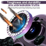 Kameralinse Beskyttelse m. Rhinsten til iPhone 15 Pro / 15 Pro Max - Regnbue