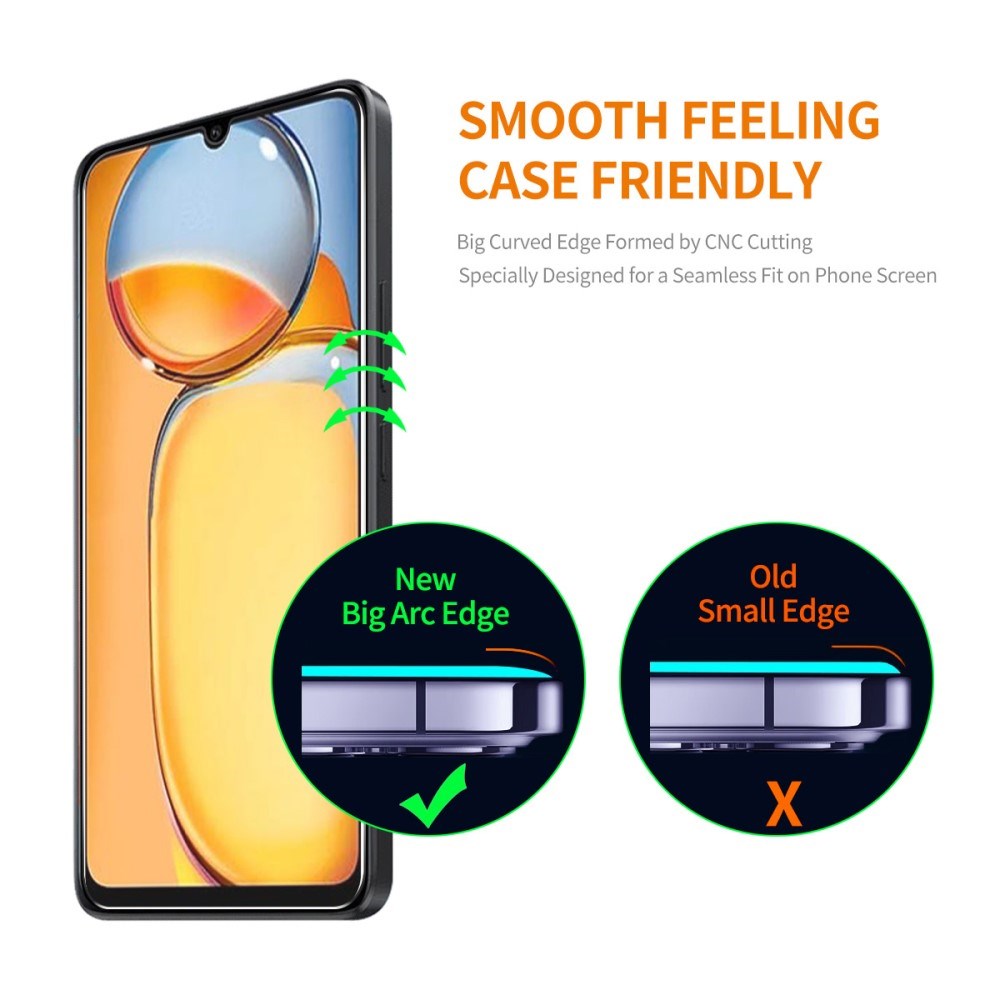 Xiaomi Poco C65 / Remi 13C ENKAY Hærdet Glas 9H Skærmbeskyttelse - Case Friendly - Sort / Gennemsigtig