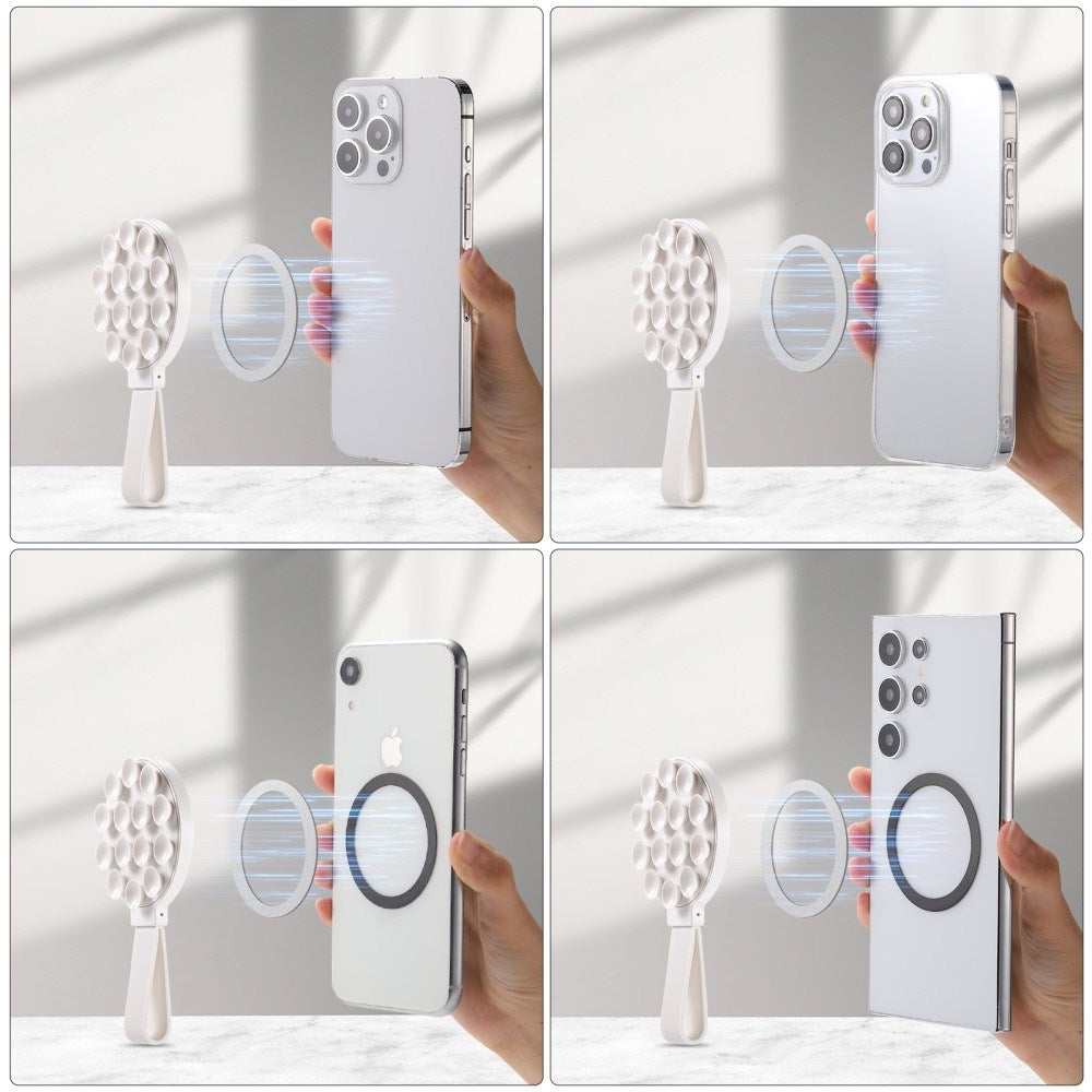 Silikone Sugekop Mobilholder m. Strop- MagSafe Kompatibel - Hvid