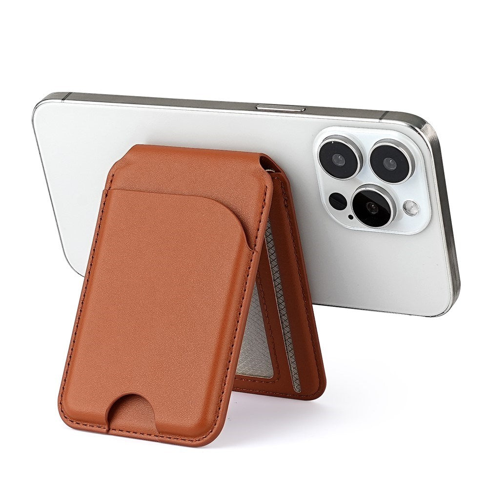 EIDERWOOD Magnetisk Kortholder - 3 Kort - Udfold Ståfunktion - MagSafe Kompatibel - Brun