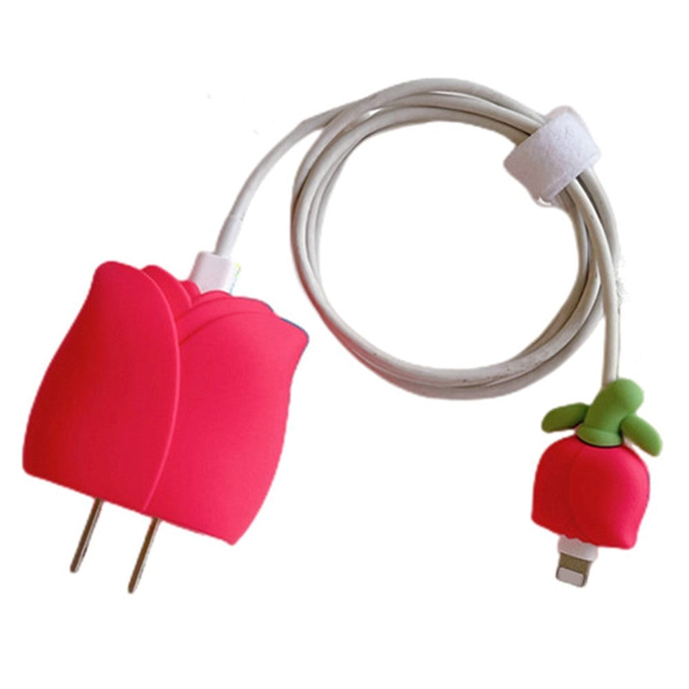 Silikone Beskytter til Apple 18W / 20W Oplader - Tulipan - Rød