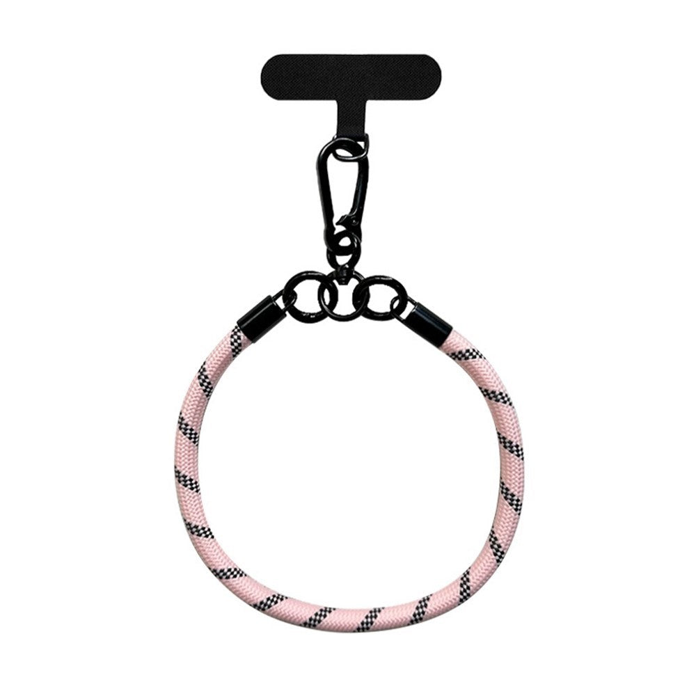 Flettet Polyester Håndledsstrop inkl. Indlægningsplade - 30cm - Lyserød / Sort
