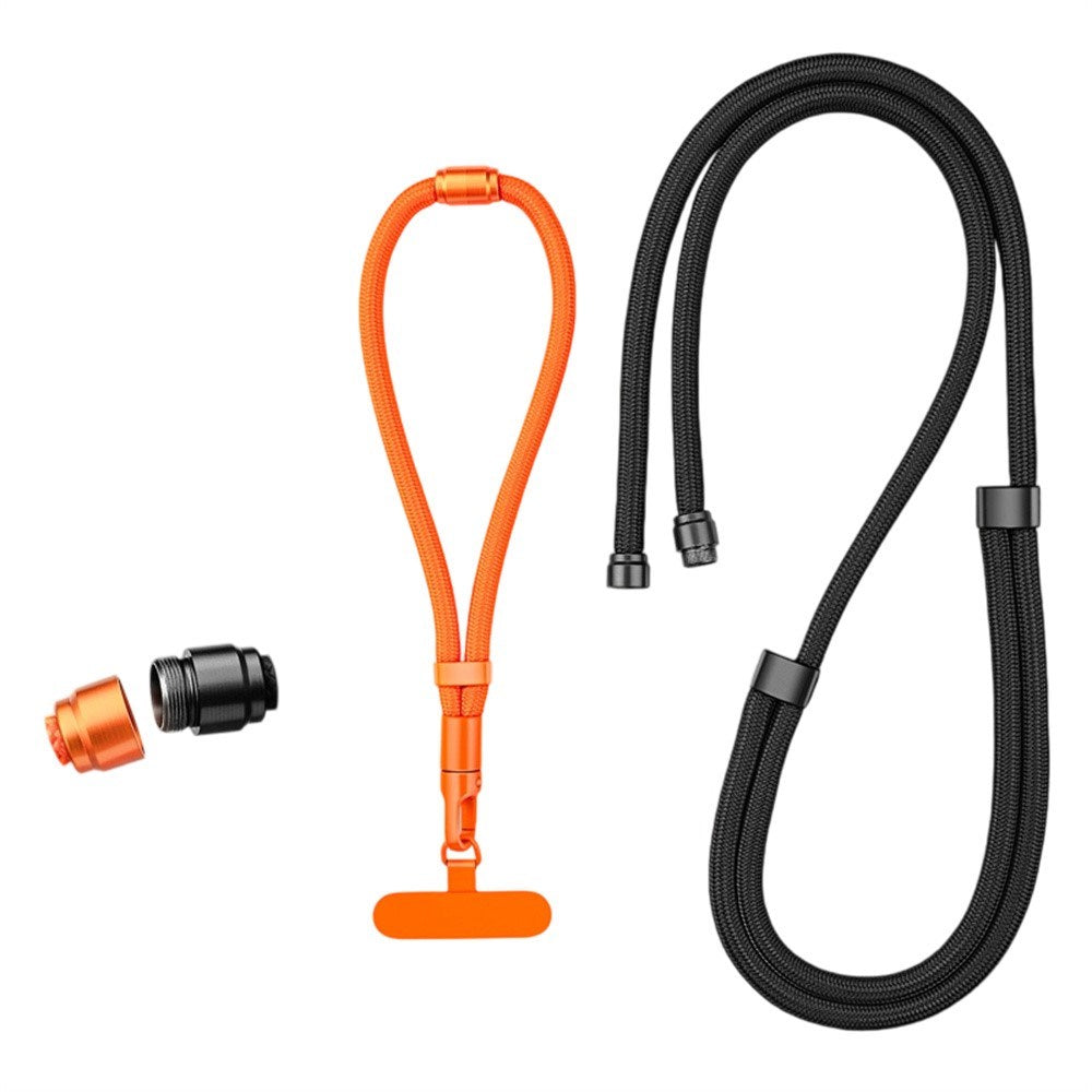 3-i-1 Nylon Strop til Mobil - Sort / Orange