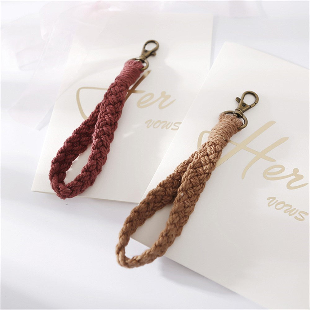 Nøglesnor / Håndledsstrop - 18cm - Tekstil - Brun