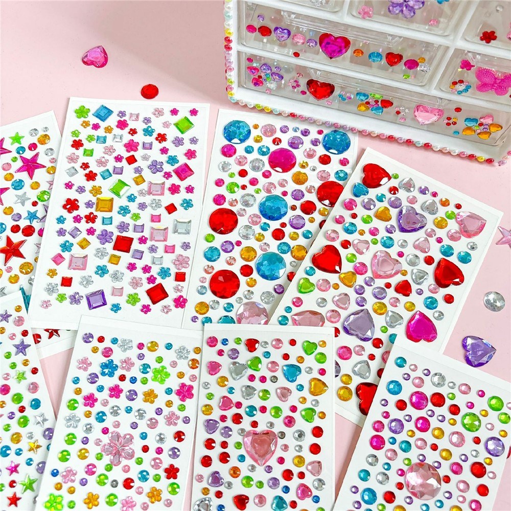 Selvklæbende Krystal 3D Stickers - 65 stk - Ottekantet