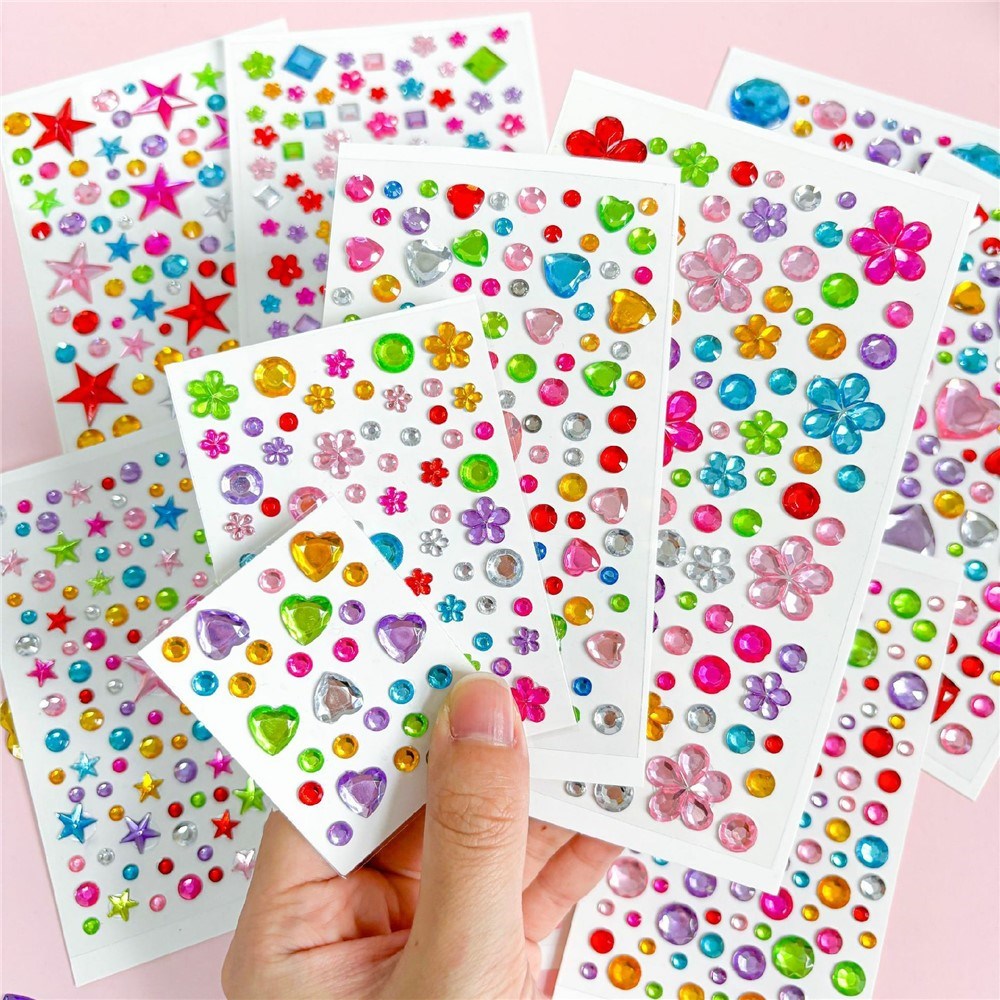 Selvklæbende Krystal 3D Stickers - 65 stk - Ovale