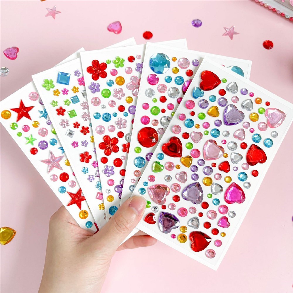 Selvklæbende Krystal 3D Stickers - 88 stk - Blomster