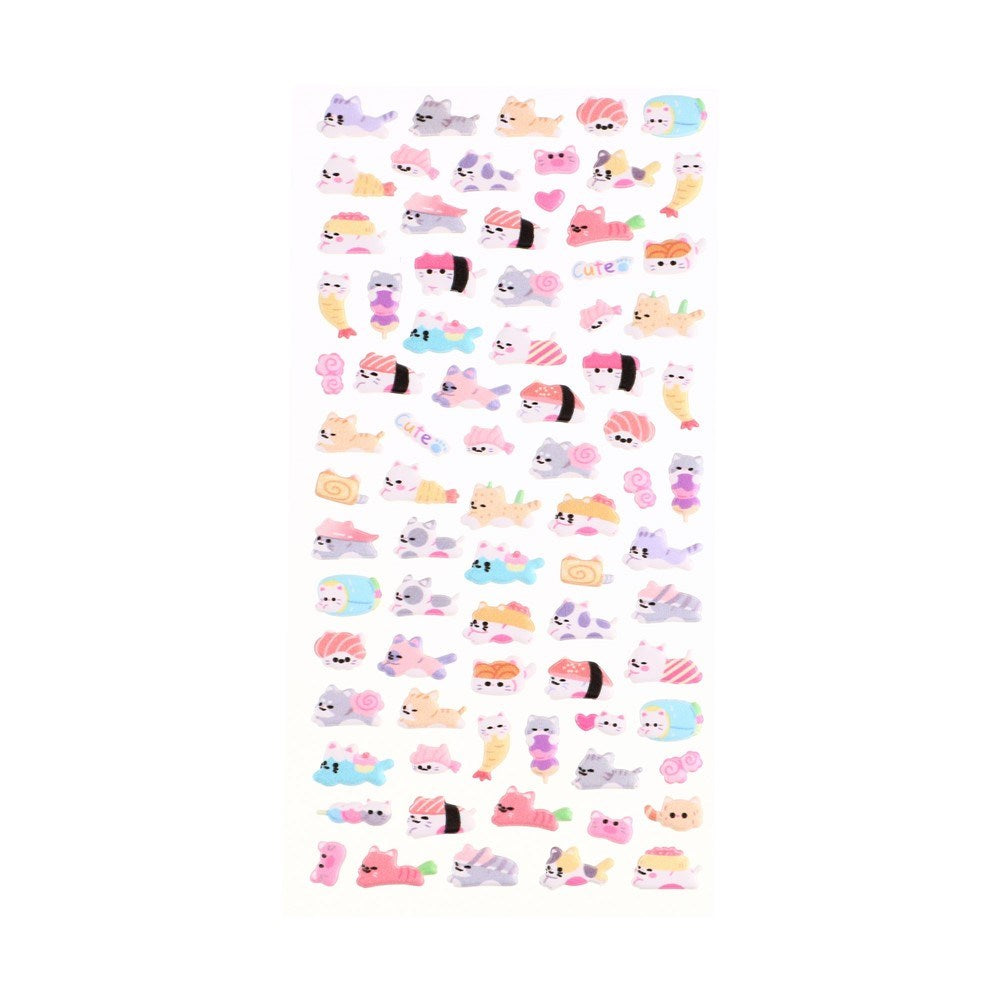 Mini 3D Bubble Foam Stickers - Mobil / Kameraudsnit - Kaniner & Sushi