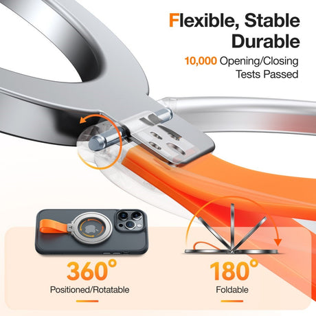 TORRAS - Metal Ring Holder & Kickstand - MagSafe Kompatibel - Sølv / Orange