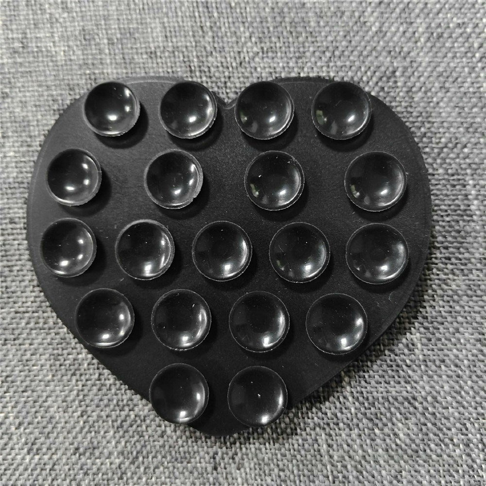 Hjerteformet Silikone Mobilholder med Sugekopper - Sort