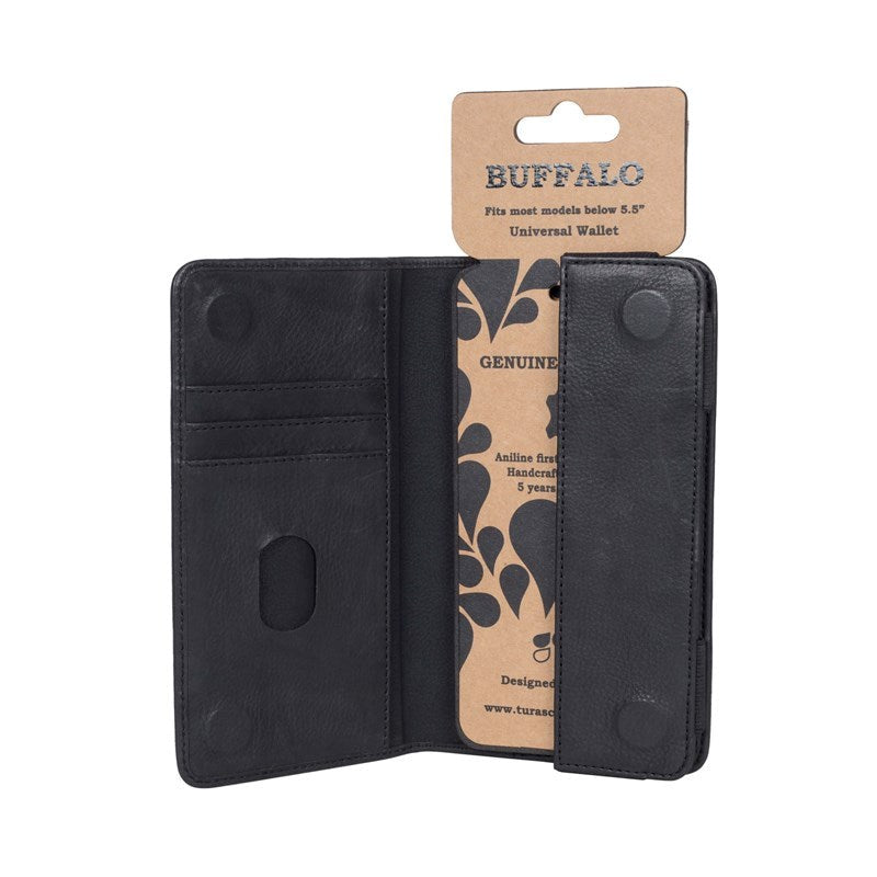 GEAR Buffalo Wallet Universal Ægte Læder Etui m. Pung Sort - Size XXL