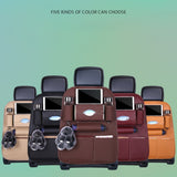 Læder Bagsæde Organizer m. Opbevaring til Paraply, Drikkeflasker & Tablet - Brun