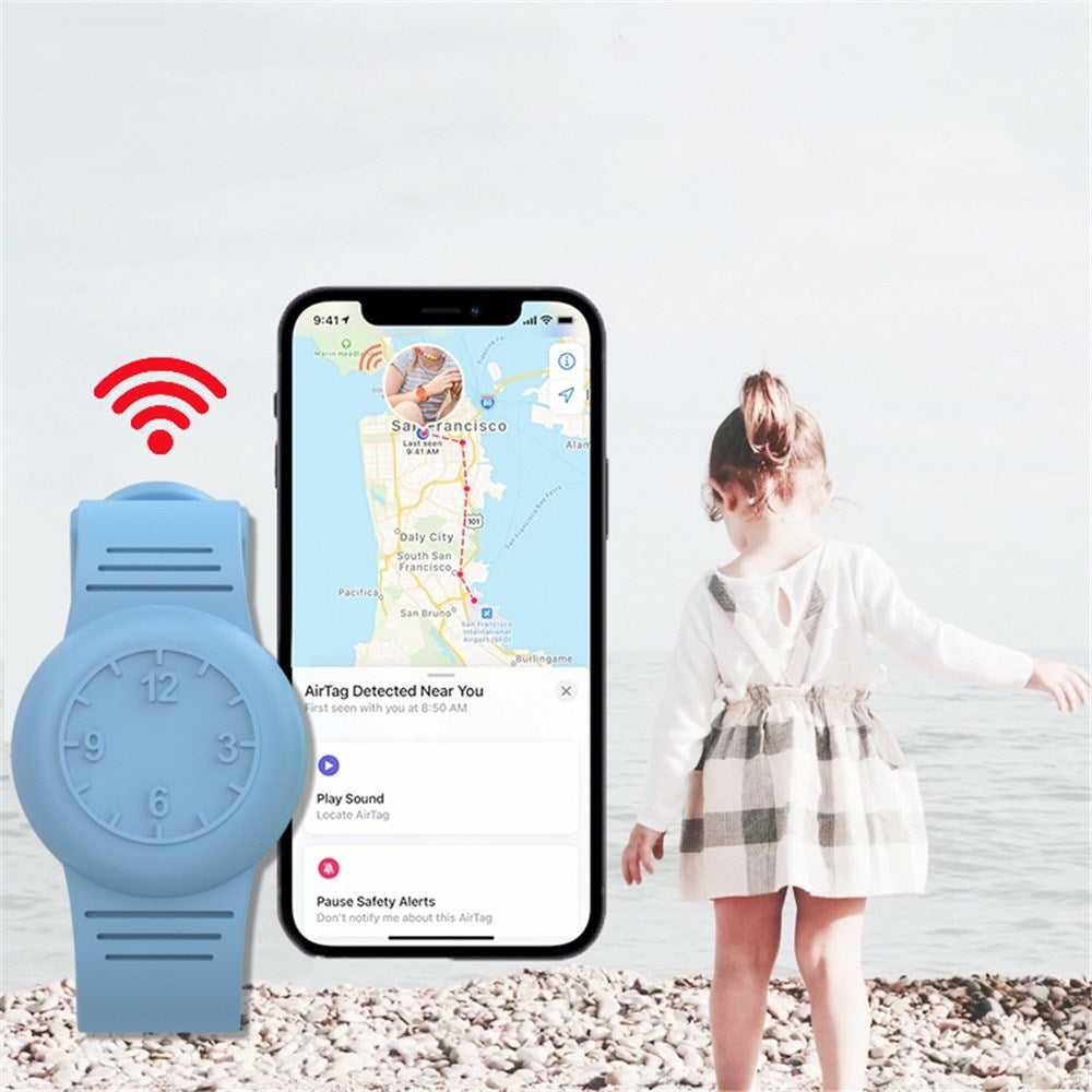 Apple AirTag 1. & 2. Gen. Juserbar Silikonerem - Selvlysende Blå