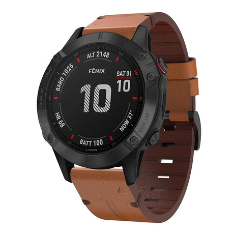 Universal Garmin 22mm QuickFit Læder Rem - Mørkebrun