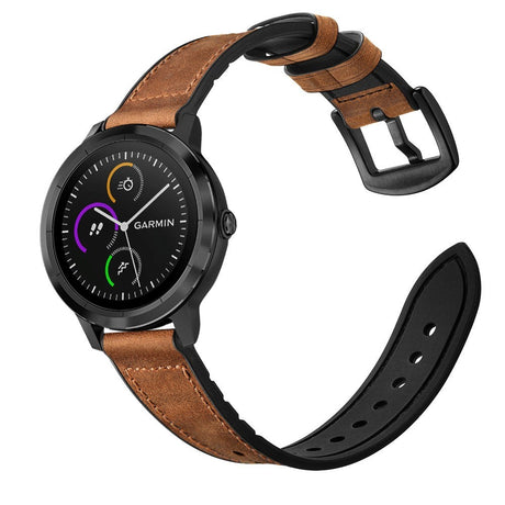 Garmin Vivoactive 3 Læder Belagt Silikone 20mm QuickFit Rem - Brun