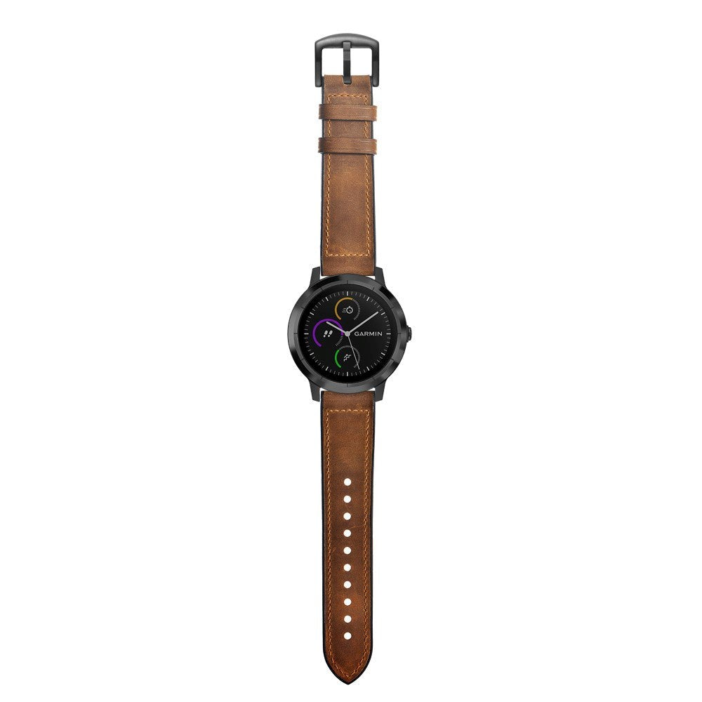 Garmin Vivoactive 3 Læder Belagt Silikone 20mm QuickFit Rem - Brun