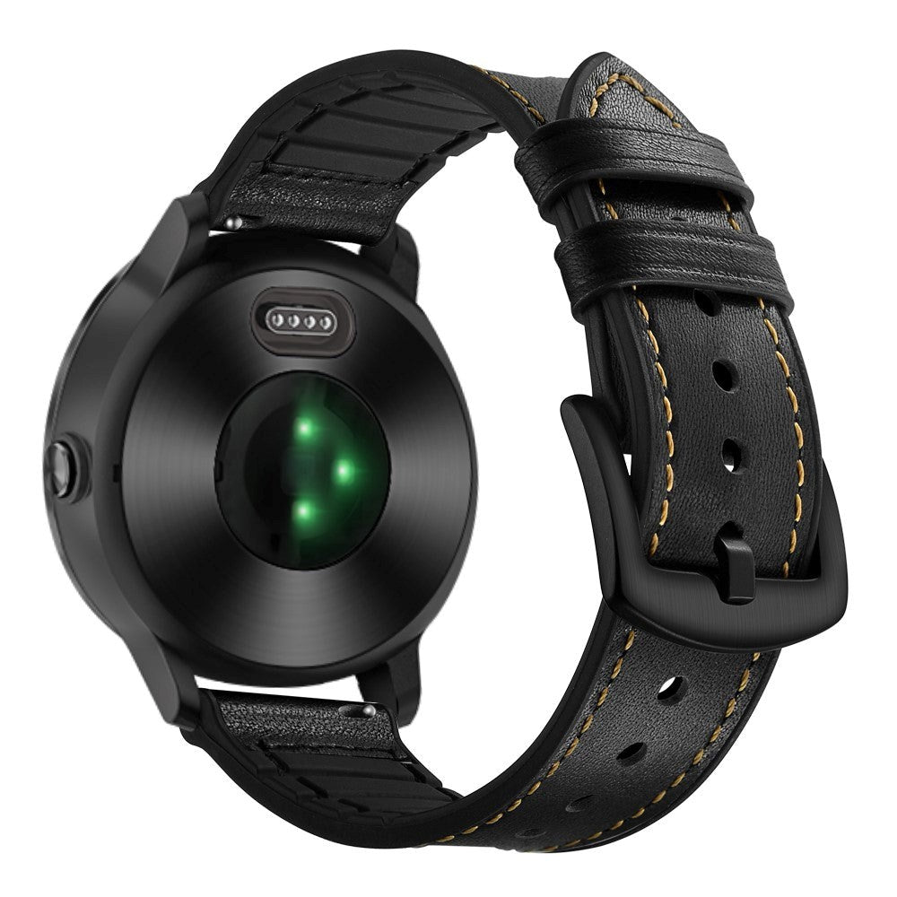 Smartwatch Læder Rem (20mm) Rem af Læder - Sort