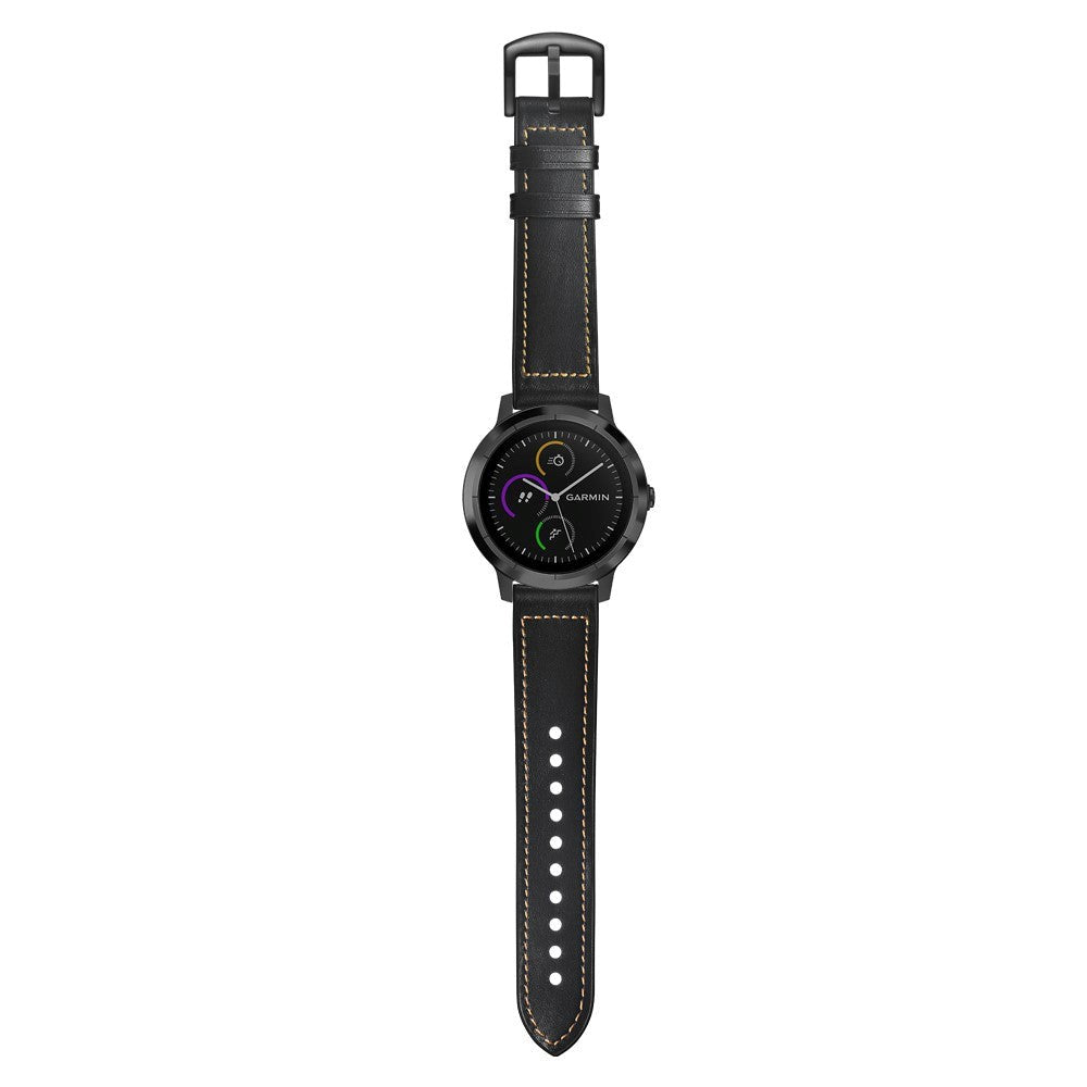 Smartwatch Læder Rem (20mm) Rem af Læder - Sort