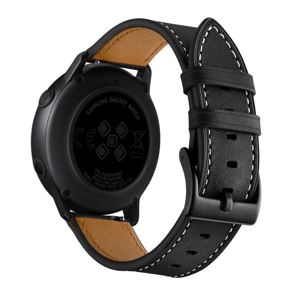 Smartwatch Rem af Imiteret Læder (20mm) - Sort / Brun