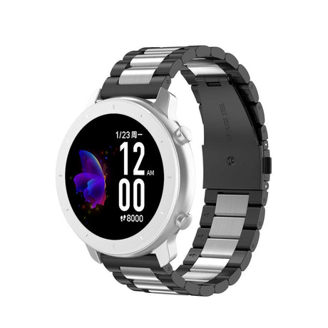 Rem til Smartwatch - Rustfri Stål (20mm) - Sort / Sølv