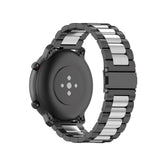 Rem til Smartwatch - Rustfri Stål (22mm) - Sort / Sølv