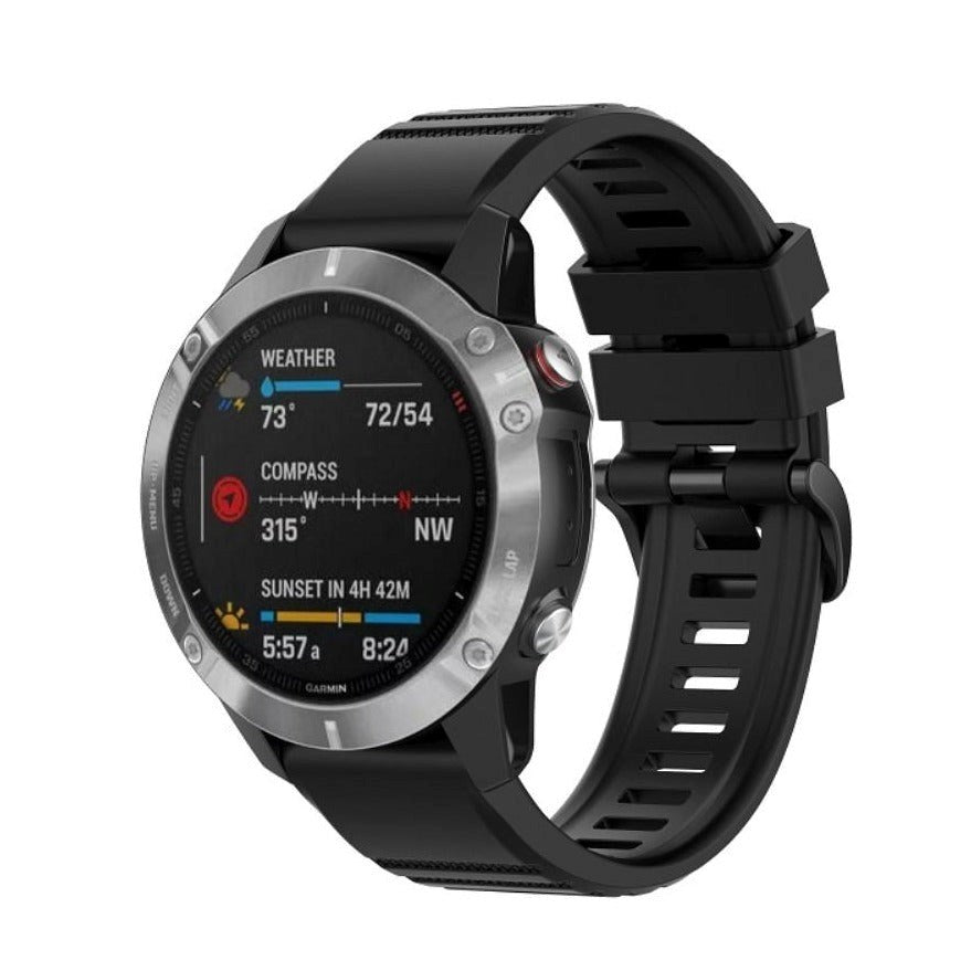 Universal Garmin 22mm QuickFit Riflet Rem af Silikone - Sort