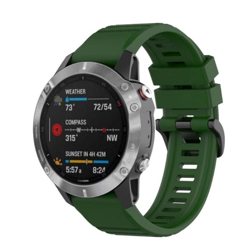 Universal Garmin 22mm QuickFit Riflet Rem af Silikone - Army Grøn