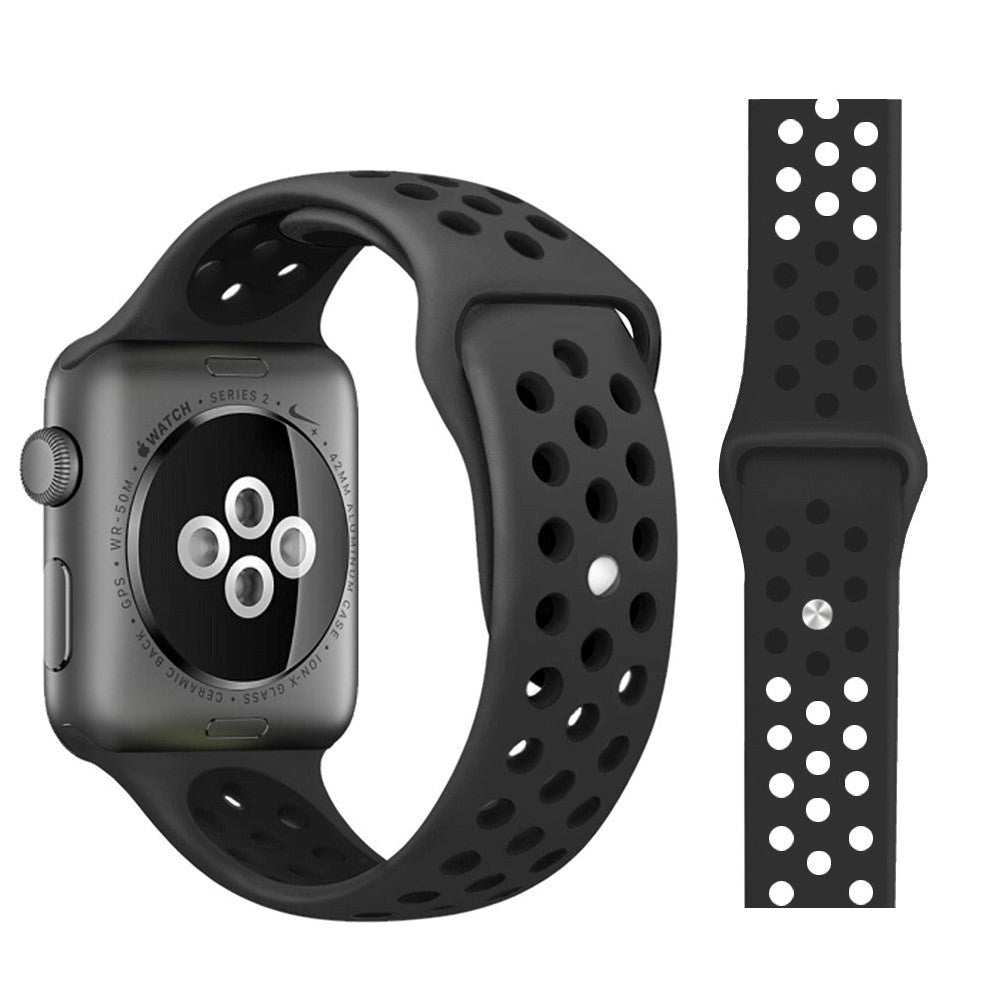 Apple Watch To-Farvet Silikone Smartwatch Rem (38/40/SE/41/42mm) - Sort