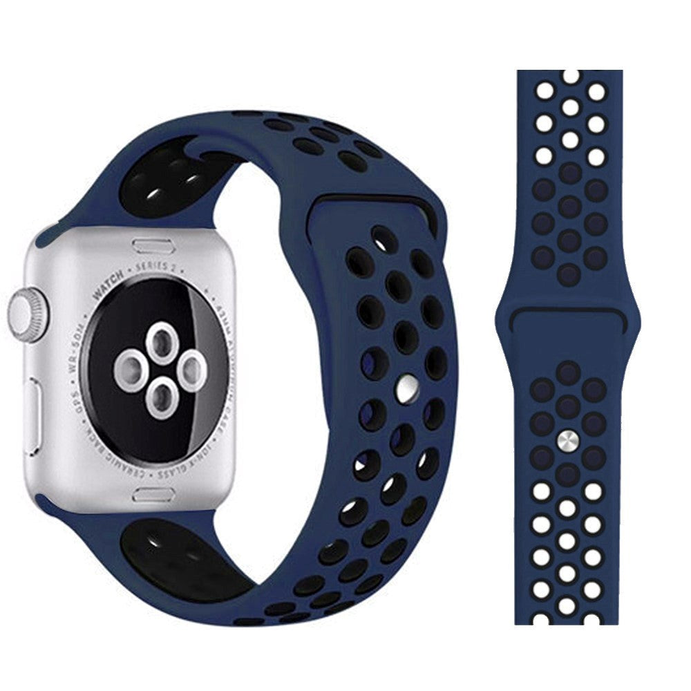 Apple Watch To-Farvet Silikone Smartwatch Rem (38/40/SE/41/42mm) - Mørkeblå / Sort