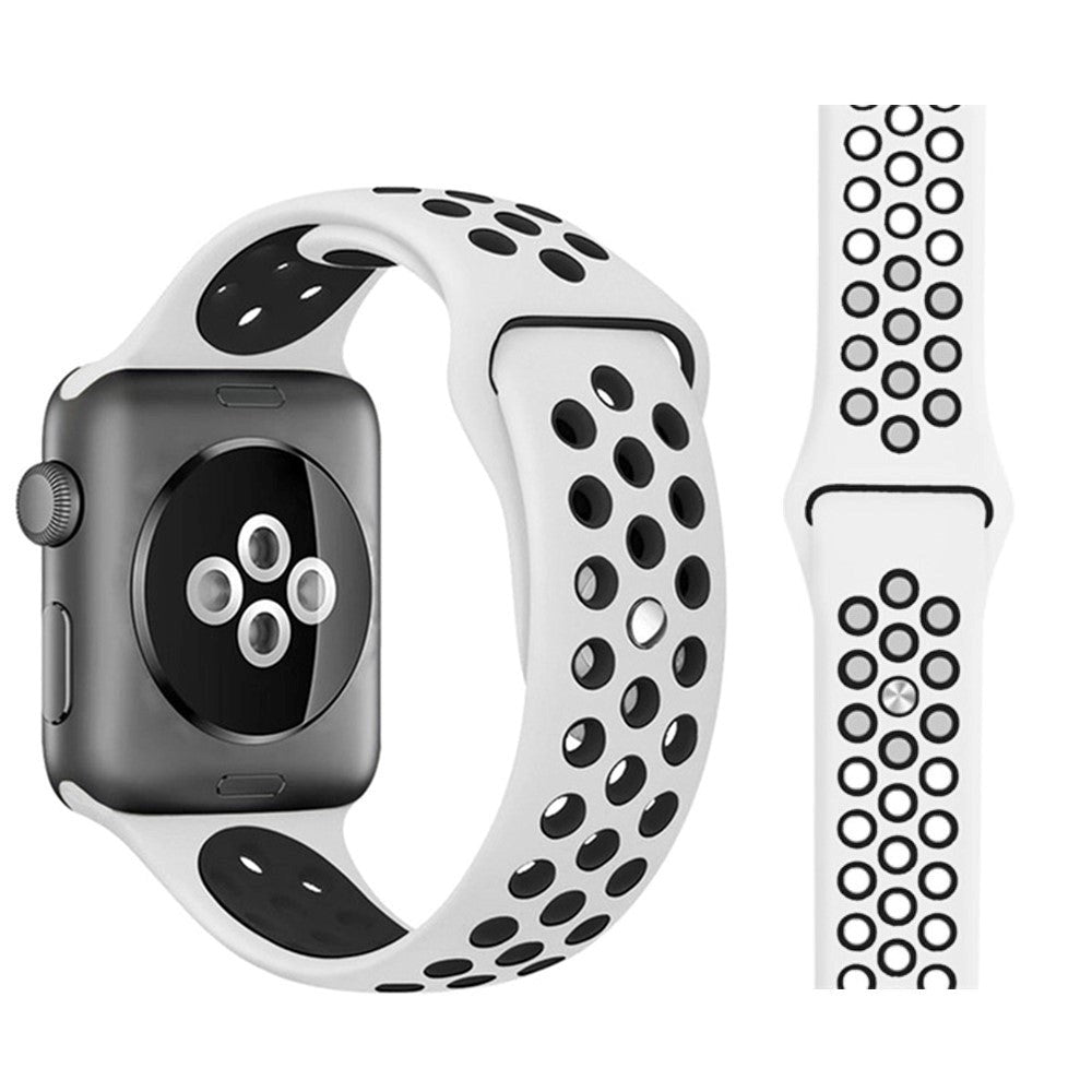 Apple Watch To-Farvet Silikone Smartwatch Rem (38/40/SE/41/42mm) - Hvid / Sort