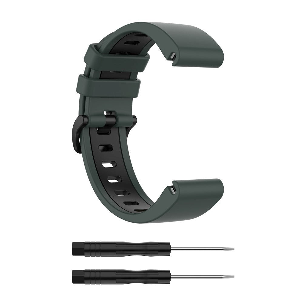 Universal Garmin 20mm QuickFit Neutral Silikone Rem inkl. Skruetrækkere - Grøn / Sort