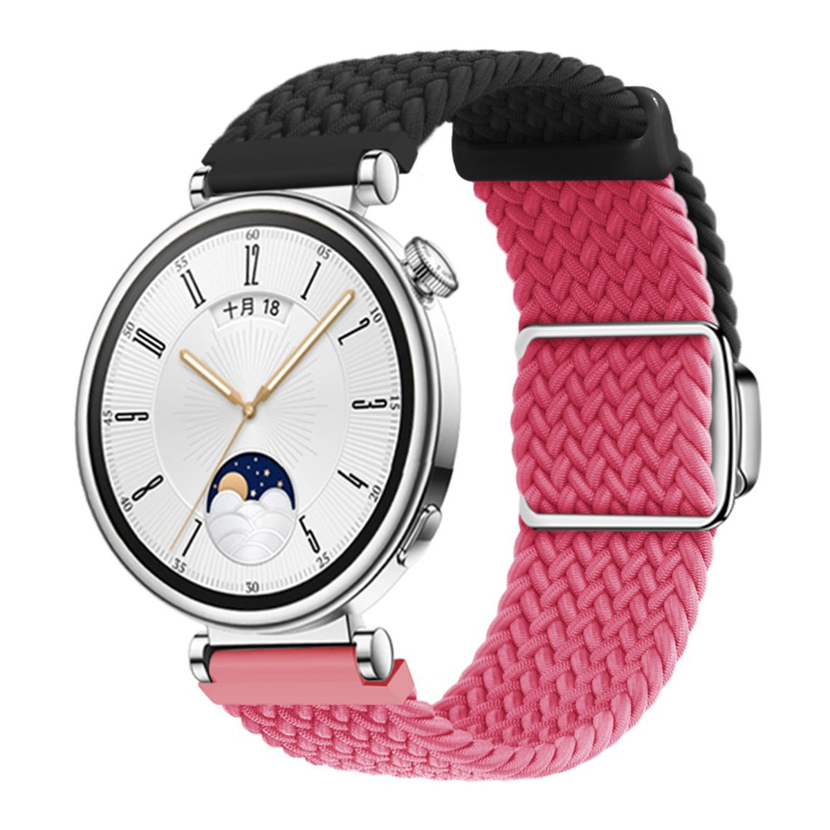 EIDERWOOD Universal 18mm Woven Smartwatch Rem - Sort / Pink
