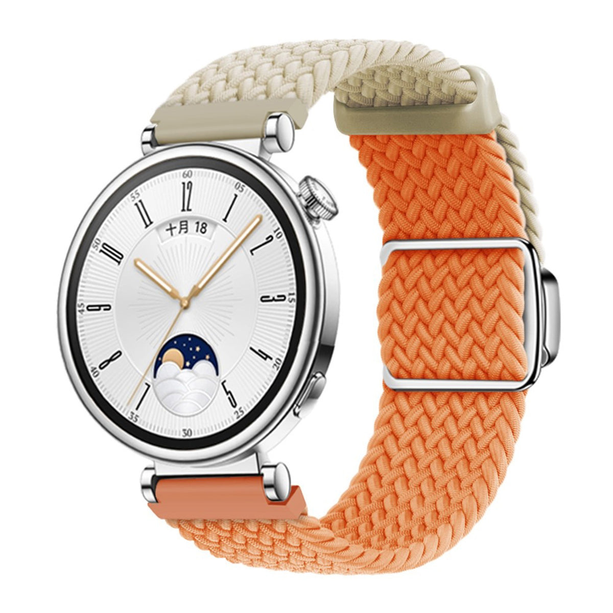 EIDERWOOD Universal 18mm Woven Smartwatch Rem - Beige / Orange