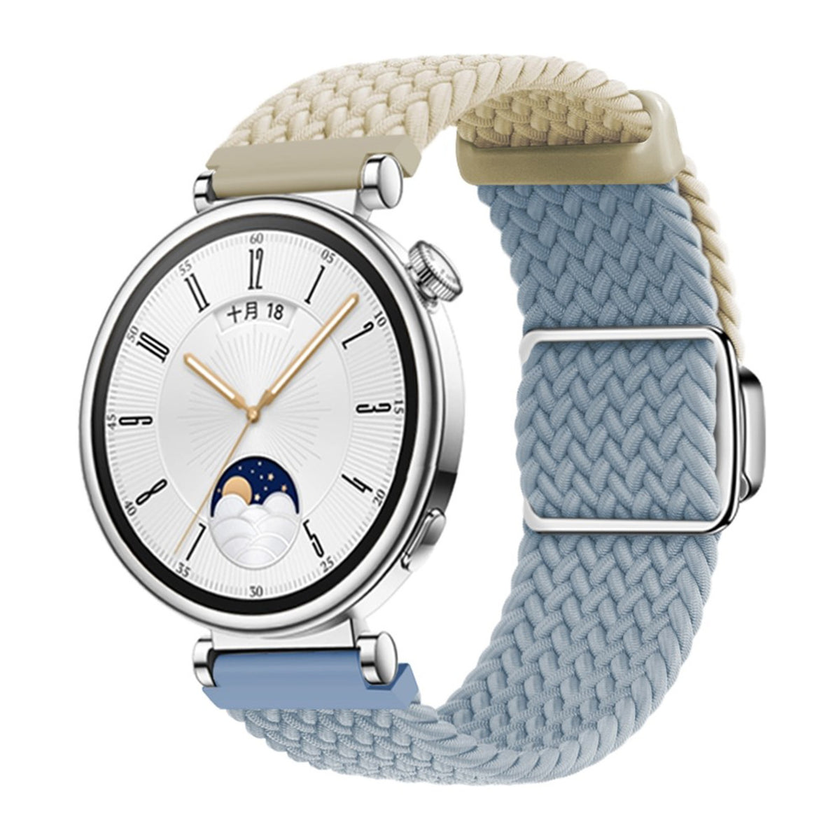 EIDERWOOD Universal 18mm Woven Smartwatch Rem - Beige / Blå