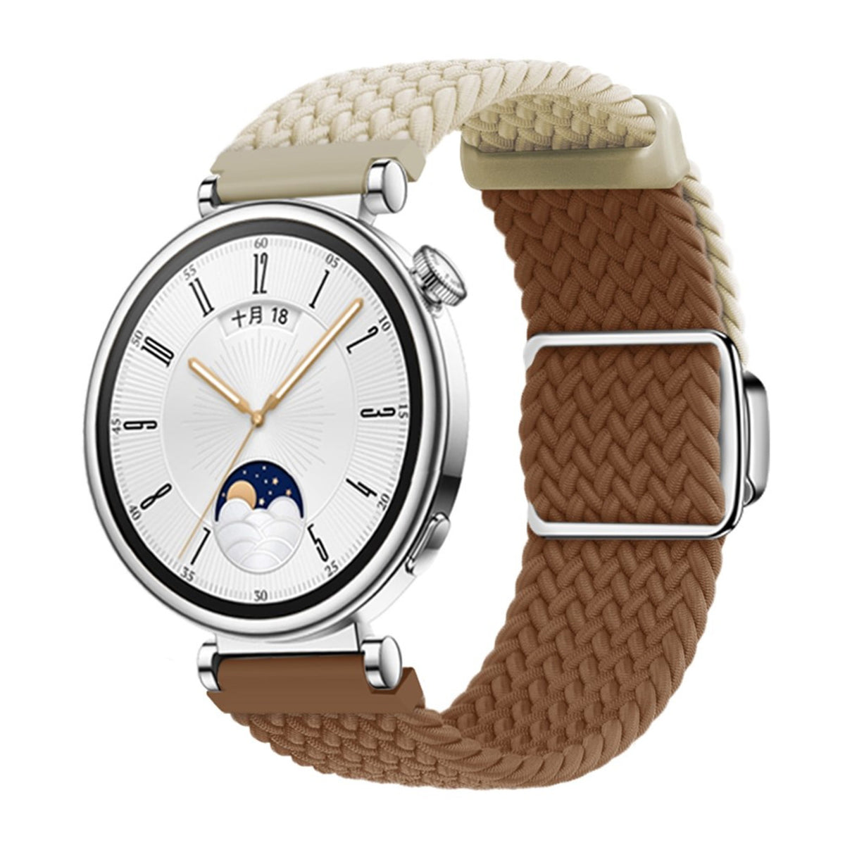 EIDERWOOD Universal 18mm Woven Smartwatch Rem - Beige / Brun