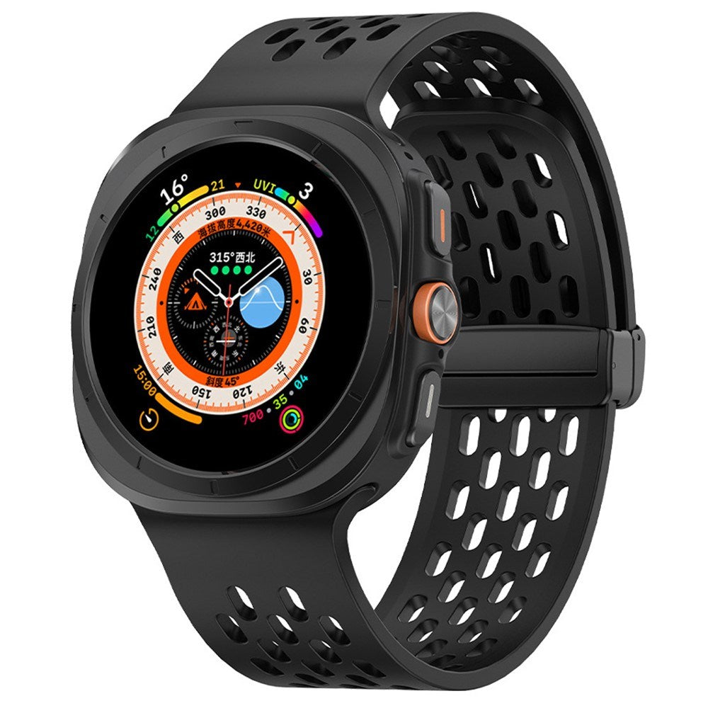 Samsung Galaxy Watch Ultra (47mm) Silikone Rem med Huller & Magnetisk Spænde - Sort