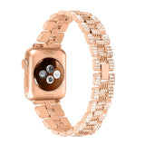 Apple Watch (42/44/SE/45/46/49mm) Metal Urrem m. Rhinsten - Rose Gold