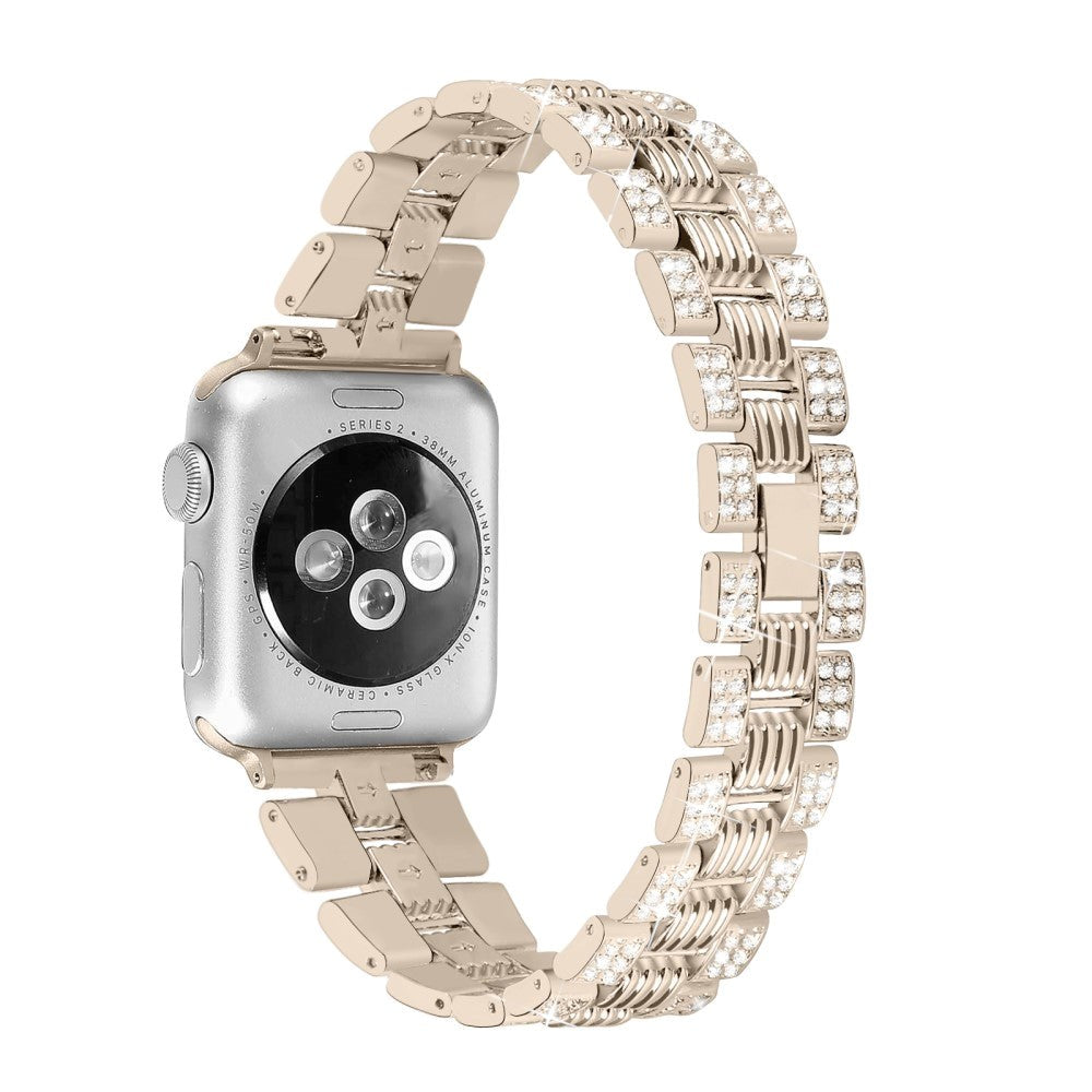 Apple Watch (42/44/SE/45/46/49mm) Metal Urrem m. Rhinsten - Guld