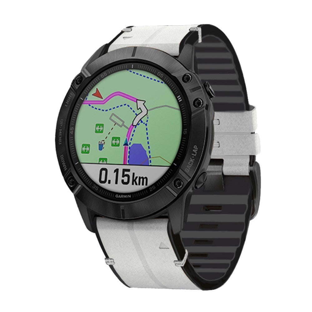 Universal Garmin 22mm Læder & Silikone Rem - Hvid