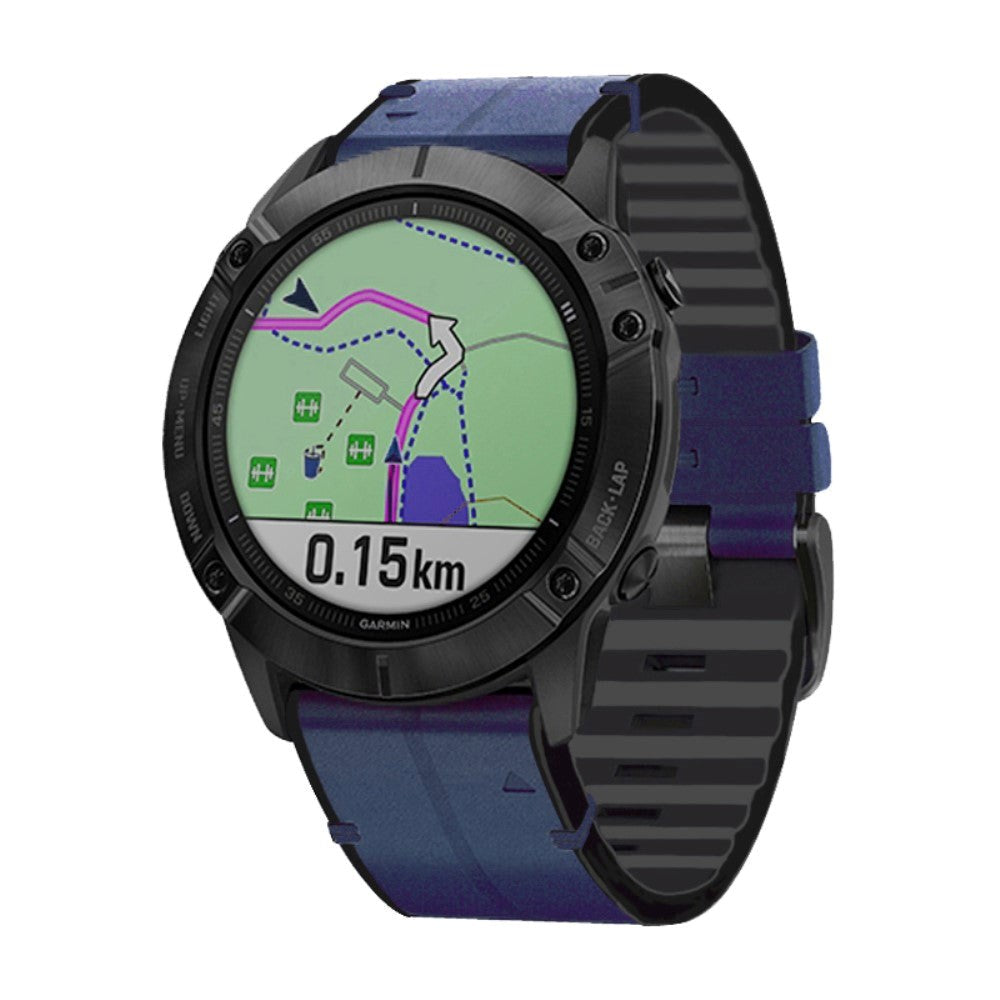 Universal Garmin 22mm QuickFit Læder & Silikone Rem - Blå