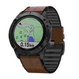 Universel Garmin Rem (26mm QuickFit) Ægte Læder & Silikone Rem - Brun / sort