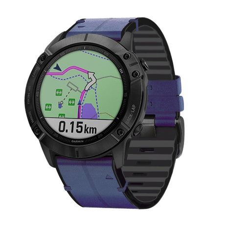 Universel Garmin Rem (26mm QuickFit) Læder & Silikone Rem - Blå