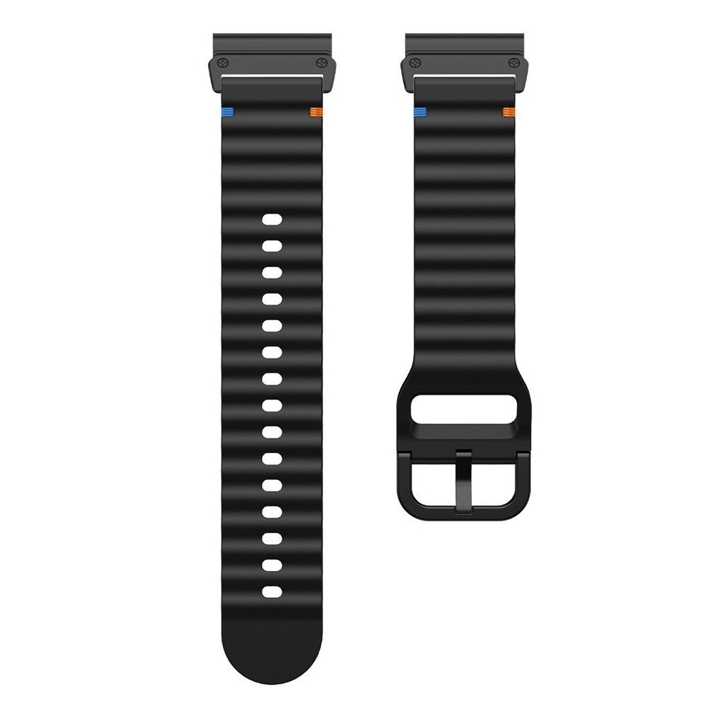 Universal Garmin 26mm QuickFit EIDERWOOD Wavy Silikone Smartwatch Rem - Sort