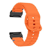 Universal Garmin 22mm QuickFit EIDERWOOD Wavy Silikone Smartwatch Rem - Orange
