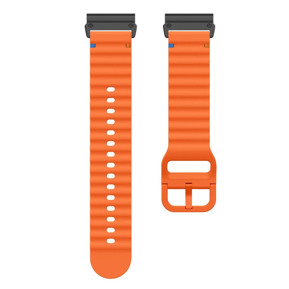 Universal Garmin 22mm QuickFit EIDERWOOD Wavy Silikone Smartwatch Rem - Orange