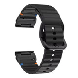 Universal Garmin 22mm QuickFit EIDERWOOD Wavy Silikone Smartwatch Rem - Sort