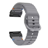 Universal Garmin 22mm QuickFit EIDERWOOD Wavy Silikone Smartwatch Rem - Mørkegrå